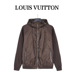 Louis Vuitton Monogram Nylon Hooded Windbreaker Jacket Brown
