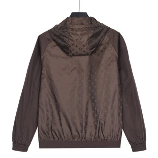 Louis Vuitton Monogram Nylon Hooded Windbreaker Jacket Brown view 2