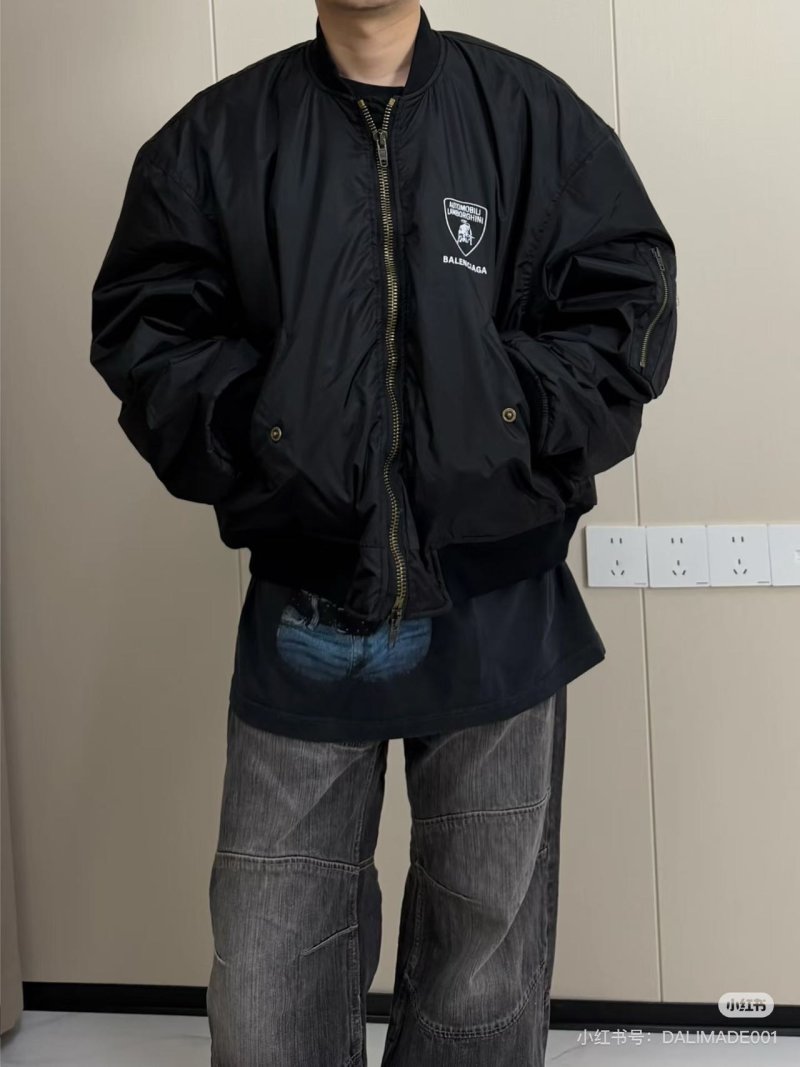 Black Oversized Puffer Jacket with Embroidered Badge view