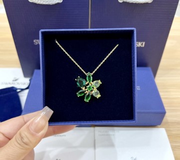 Swarovski Gema Green Crystal Flower Pendant Necklace view 6
