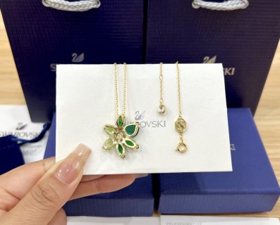 Swarovski Gema Green Crystal Flower Pendant Necklace view 9