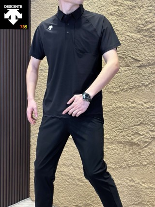 Descente Lightweight Performance Polo Shirt Black view 6