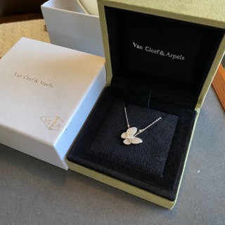 Van Cleef & Arpels Butterfly Diamond Pendant Necklace - Silver view 2