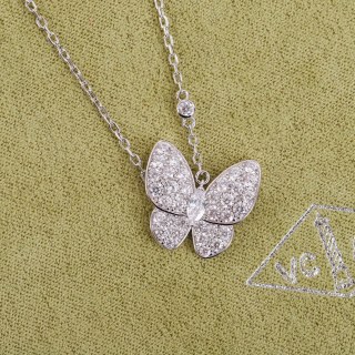 Van Cleef & Arpels Butterfly Diamond Pendant Necklace - Silver view 5