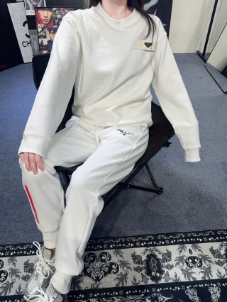 Prada White Logo Jogger Pants view 4