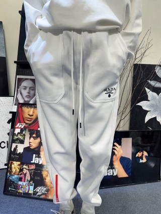 Prada White Logo Jogger Pants view 5