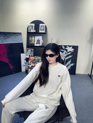 Prada White Logo Jogger Pants view 7