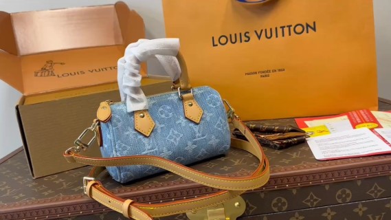 Louis Vuitton Speedy Denim Blue Monogram Handbag