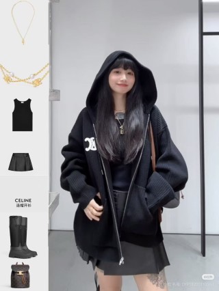 Essentials Black Ribbed Zip Hoodie view 5