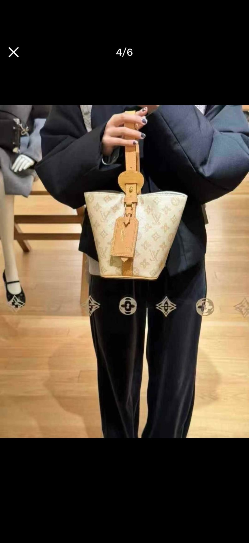 Louis Vuitton Monogram Canvas Bucket Tote Bag Cream