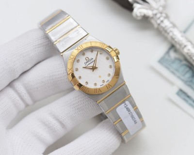 Omega Constellation 27mm Two-Tone Diamond Quartz Watch