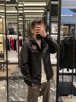 Moncler Navy Puffer Jacket with Heart Logo view 3