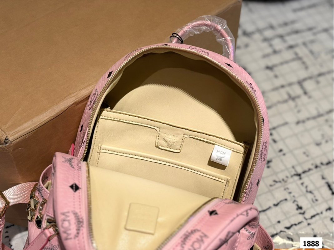 MCM Visetos Classic Pink Backpack view
