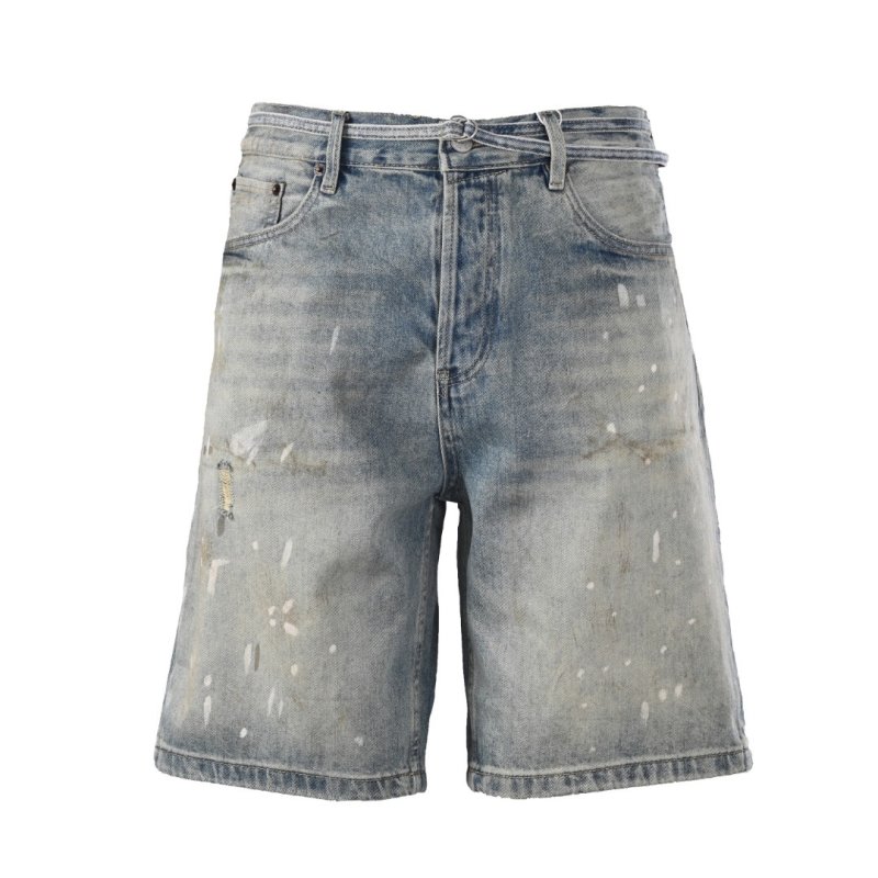 Light Wash Distressed Denim Shorts view