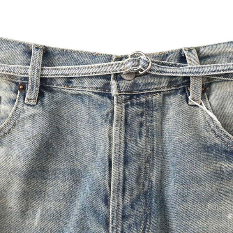 Light Wash Distressed Denim Shorts view