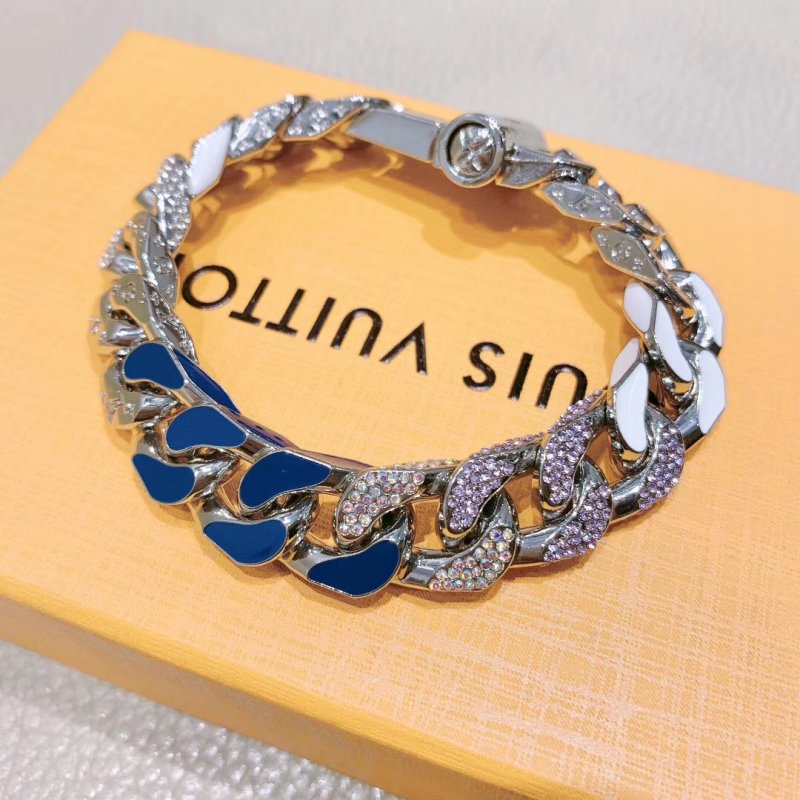 Louis Vuitton Chain Links Blue & White Swarovski Crystal Bracelet