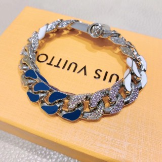 Louis Vuitton Chain Links Blue & White Swarovski Crystal Bracelet