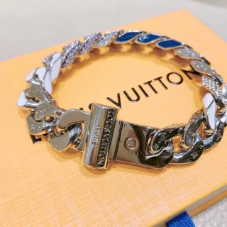 Louis Vuitton Chain Links Blue & White Swarovski Crystal Bracelet view 2