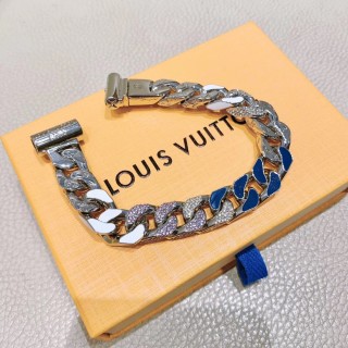 Louis Vuitton Chain Links Blue & White Swarovski Crystal Bracelet view 3