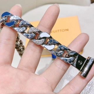 Louis Vuitton Chain Links Blue & White Swarovski Crystal Bracelet view 6