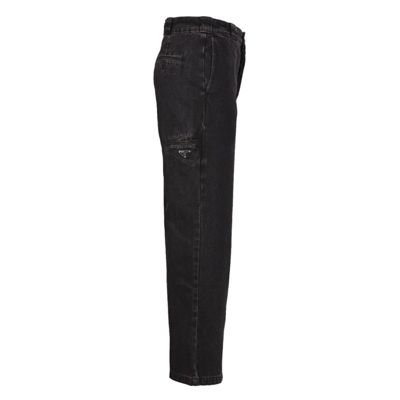 Prada Black Cargo Jeans with Triangle Logo view