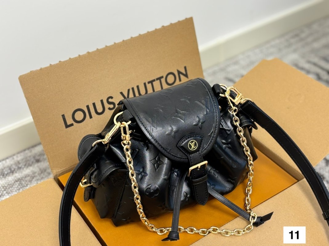 Louis Vuitton Odyssee Black Leather Embossed Shoulder Bag view