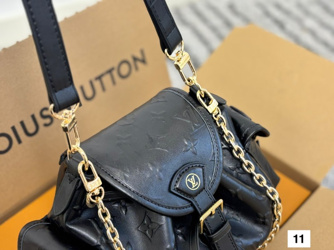 Louis Vuitton Odyssee Black Leather Embossed Shoulder Bag view
