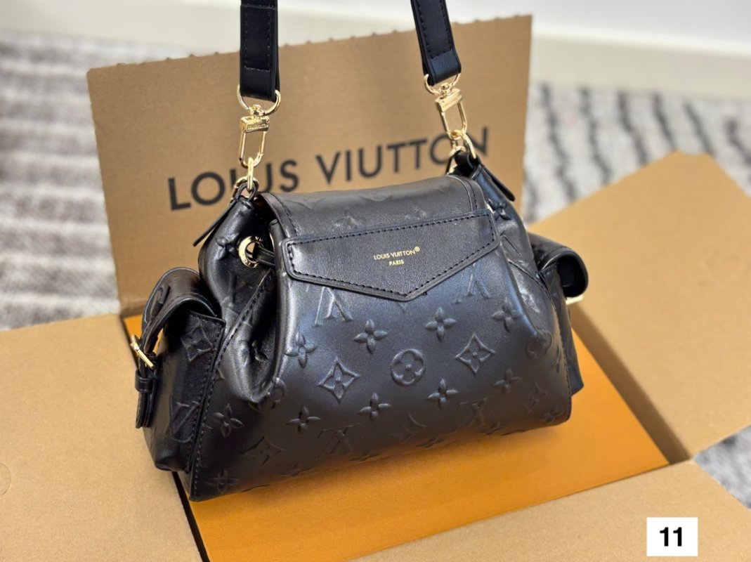 Louis Vuitton Odyssee Black Leather Embossed Shoulder Bag view