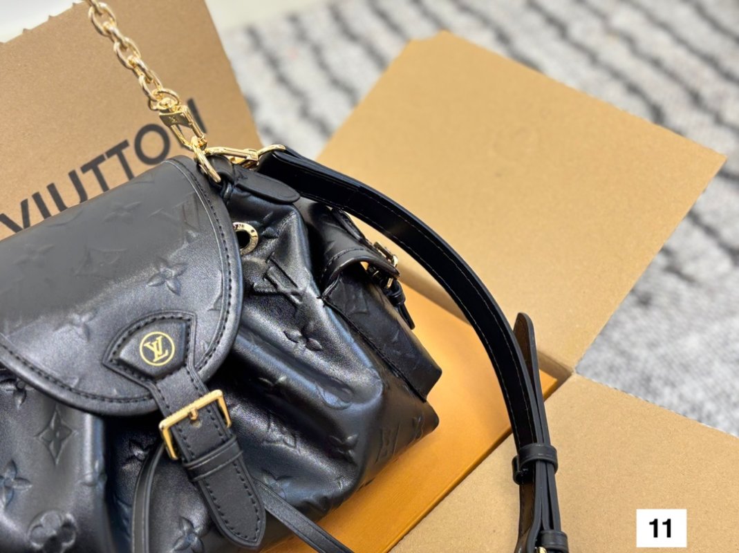 Louis Vuitton Odyssee Black Leather Embossed Shoulder Bag view