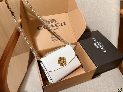Coach Parker Camellia Chain Crossbody Bag White