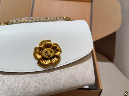 Coach Parker Camellia Chain Crossbody Bag White view 6