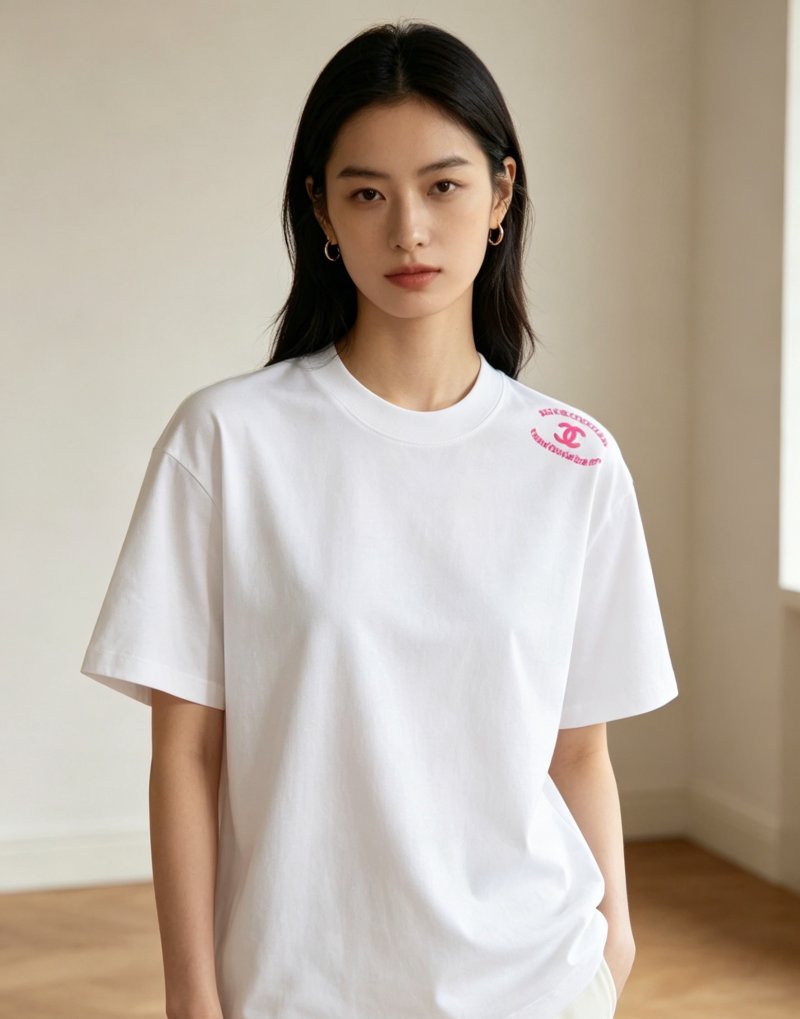 Chanel Rouge Cocoa White T-Shirt Pink Print view