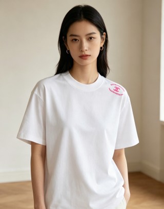 Chanel Rouge Cocoa White T-Shirt Pink Print view 2