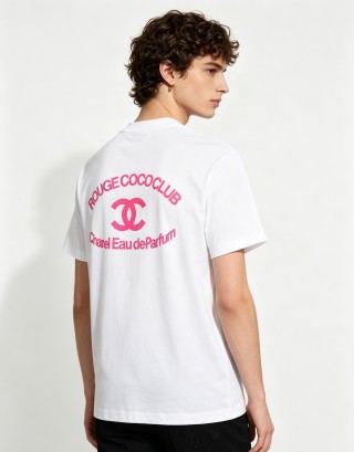 Chanel Rouge Cocoa White T-Shirt Pink Print view 3