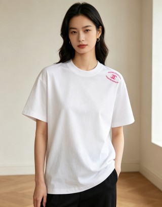 Chanel Rouge Cocoa White T-Shirt Pink Print view 4
