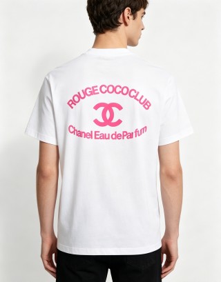 Chanel Rouge Cocoa White T-Shirt Pink Print view 5