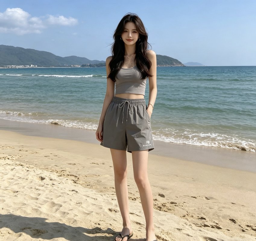 Grey Drawstring Casual Shorts