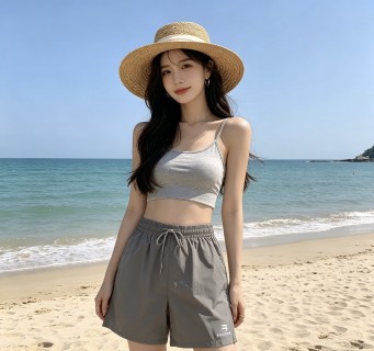 Grey Drawstring Casual Shorts view 4