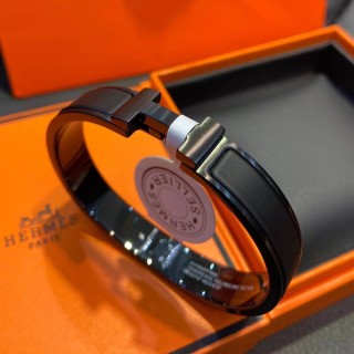 Hermès H Flat Head Matte Black Bracelet