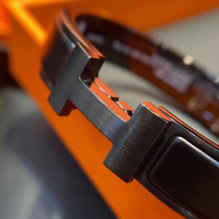Hermès H Flat Head Matte Black Bracelet view 3