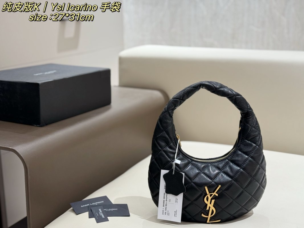 YSL Icarino Black Gold Hobo Bag 27x31cm