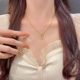 Silver Crystal Oval Pendant Necklace view 6