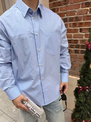 Light Blue Striped Button-Up Shirt