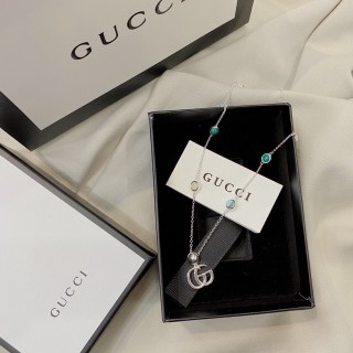 Gucci GG Double G Turquoise Daisy Pendant Necklace Silver view 8