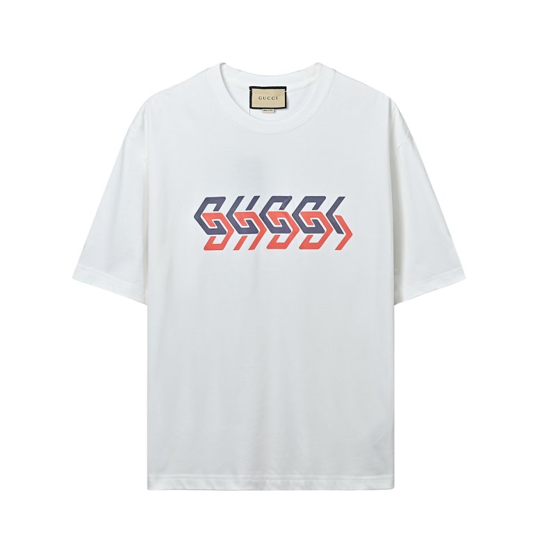 White Short Sleeve Graphic T-Shirt with Red & Navy Logo Print view