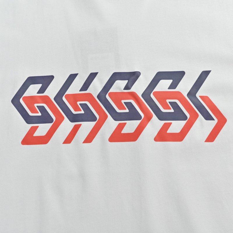 White Short Sleeve Graphic T-Shirt with Red & Navy Logo Print view