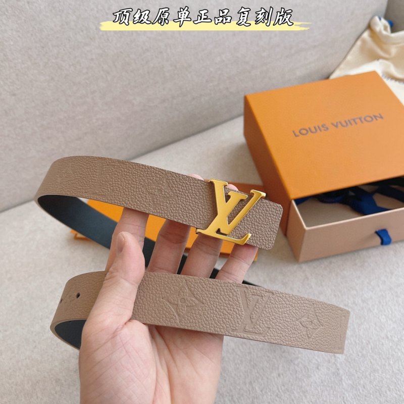 Louis Vuitton Iconic LV Buckle Reversible Leather Belt Beige view