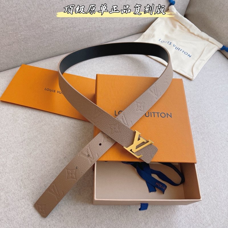 Louis Vuitton Iconic LV Buckle Reversible Leather Belt Beige view