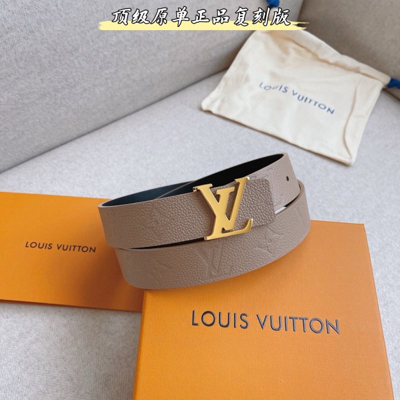 Louis Vuitton Iconic LV Buckle Reversible Leather Belt Beige view