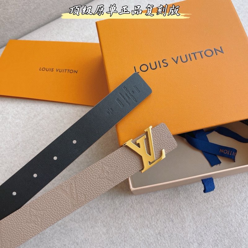 Louis Vuitton Iconic LV Buckle Reversible Leather Belt Beige view
